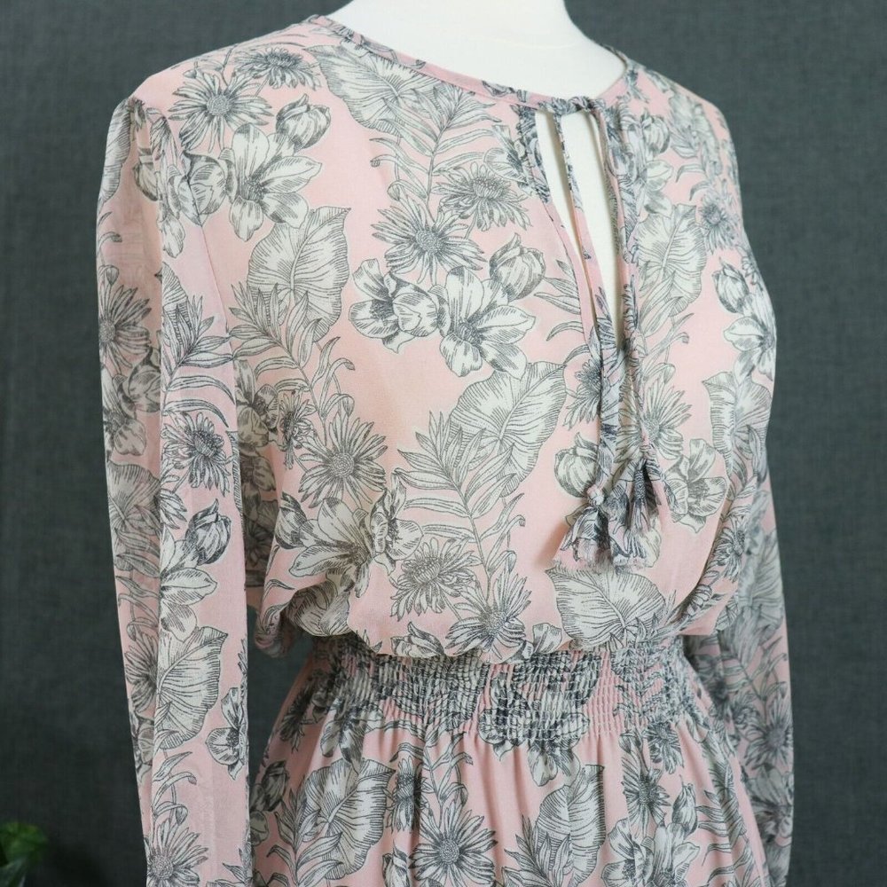 Misa Los Angeles Dress Womens M Smocked Blouson Pink Boho Chic Midi - Picture 14 of 16